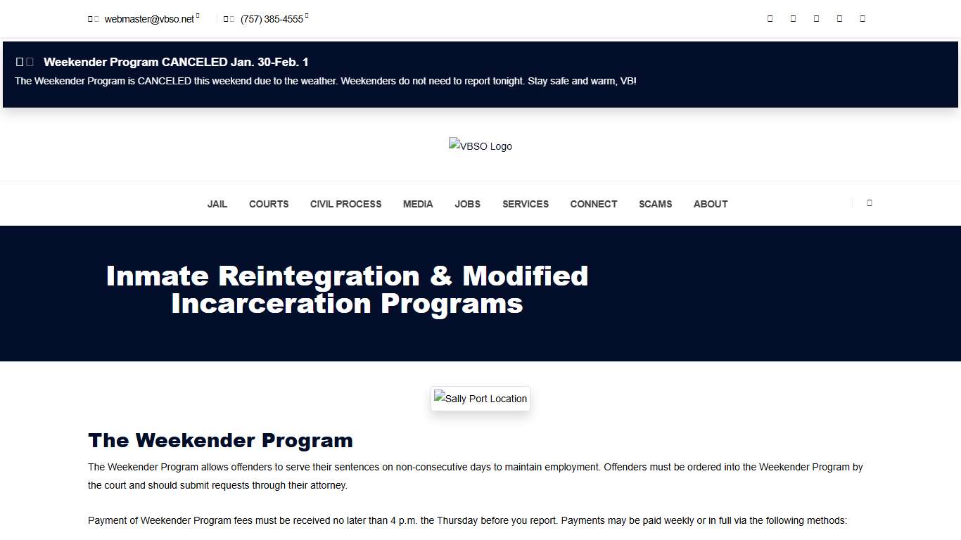 Inmate Reintegration & Modified Incarceration Programs : VBSO.net